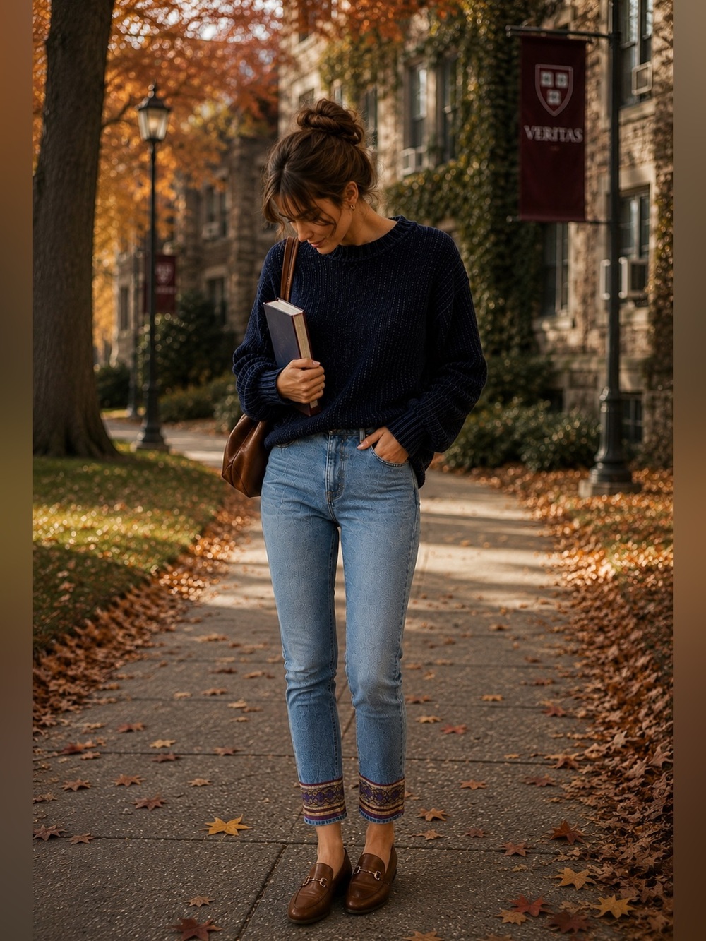 H&M Midnight Navy Chenille Sweater | Scandi Preppy Dark Academia Cozycore Hygge